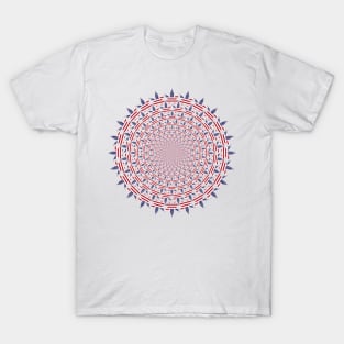 USA Flag theme mini marijuana leaf spiral design T-Shirt